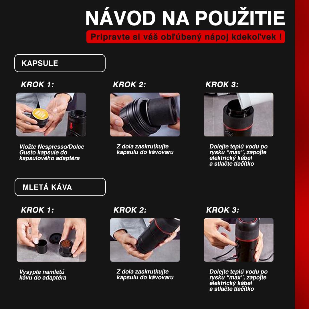 Prenosný 3v1 Kávovar do Auta - FutureCoffee.eu